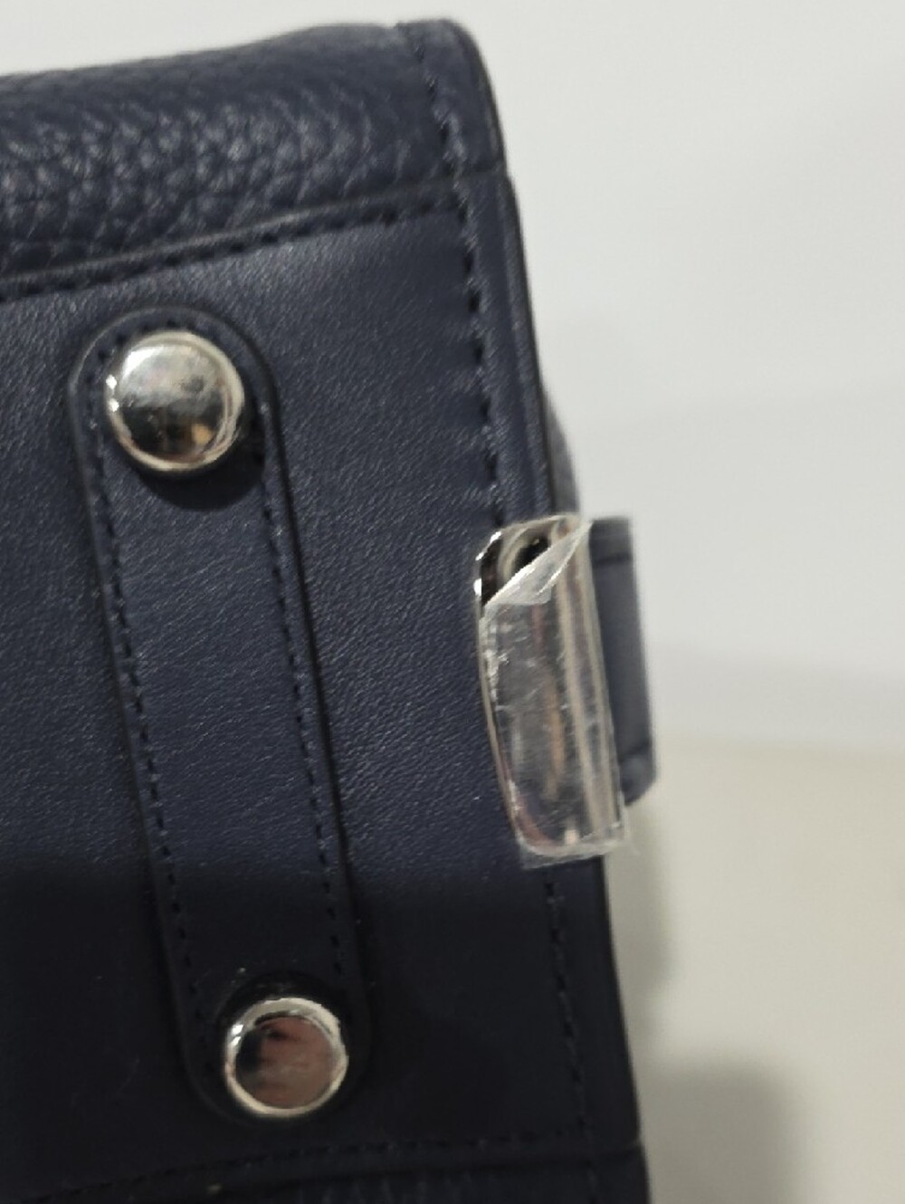 Coach Swagger 27 Navy Pebbled Leather Satchel with Silver Hardware Purse F87295 - Picture 7 of 16